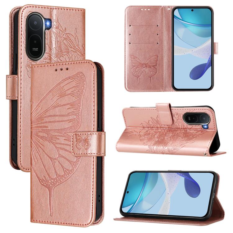 Embossed Butterfly Leather Phone Case, For Redmi K90 Max 5G, For Redmi A7 Pro 5G 171mm / Poco C81, For Redmi 15a 5G Global, For Redmi A5 4G 171.7mm / Poco C71 4G, For Redmi Turbo 5 5G Global / Poco X8 Pro, For Redmi Note 15 Pro+ 5G Global 163.3mm