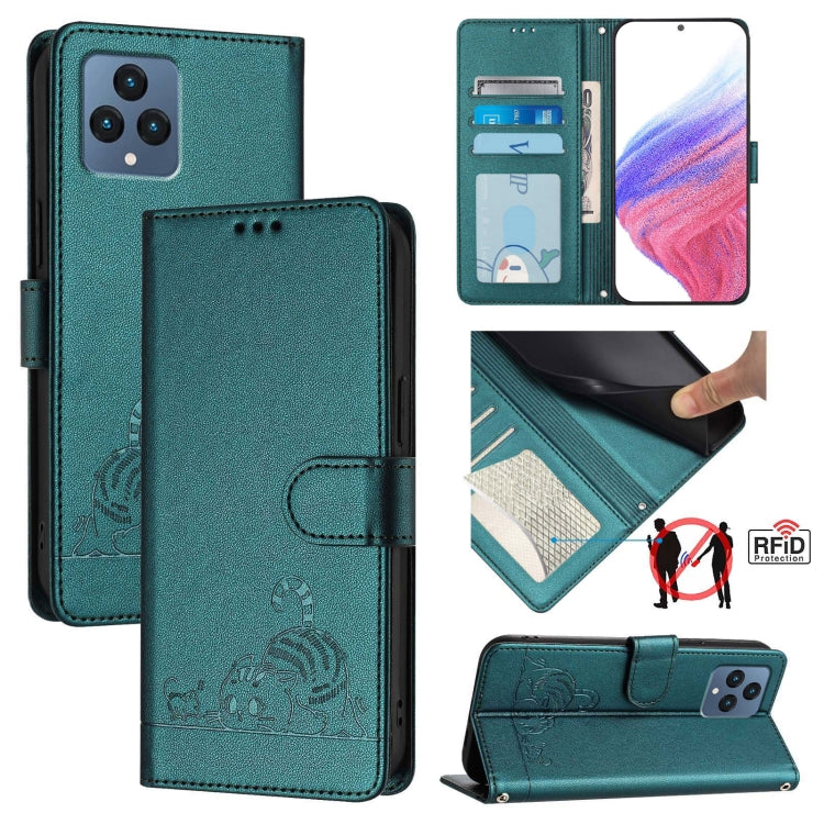 Cat Rat Embossed RFID Leather Phone Case with Lanyard, For T-Mobile Revvl 8, For T-Mobile REVVL 7 Pro 5G, For T-Mobile REVVL 7 5G, For T-Mobile REVVL 6 Pro / 6x Pro, For T-Mobile REVVL 6 / 6x 5G