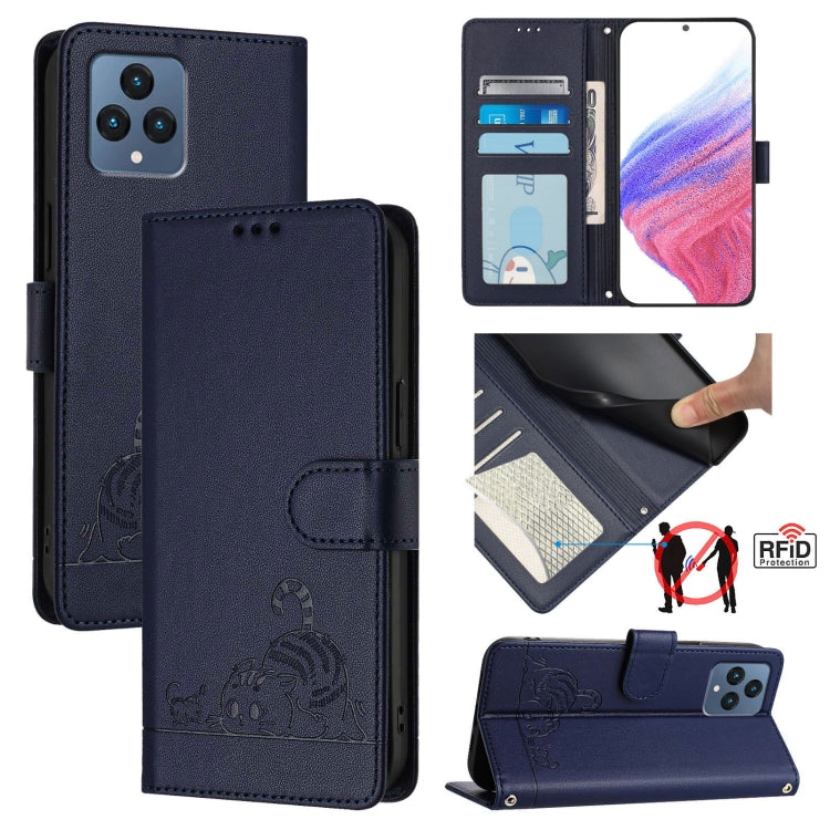 Cat Rat Embossed RFID Leather Phone Case with Lanyard, For T-Mobile Revvl 8, For T-Mobile REVVL 7 Pro 5G, For T-Mobile REVVL 7 5G, For T-Mobile REVVL 6 Pro / 6x Pro, For T-Mobile REVVL 6 / 6x 5G