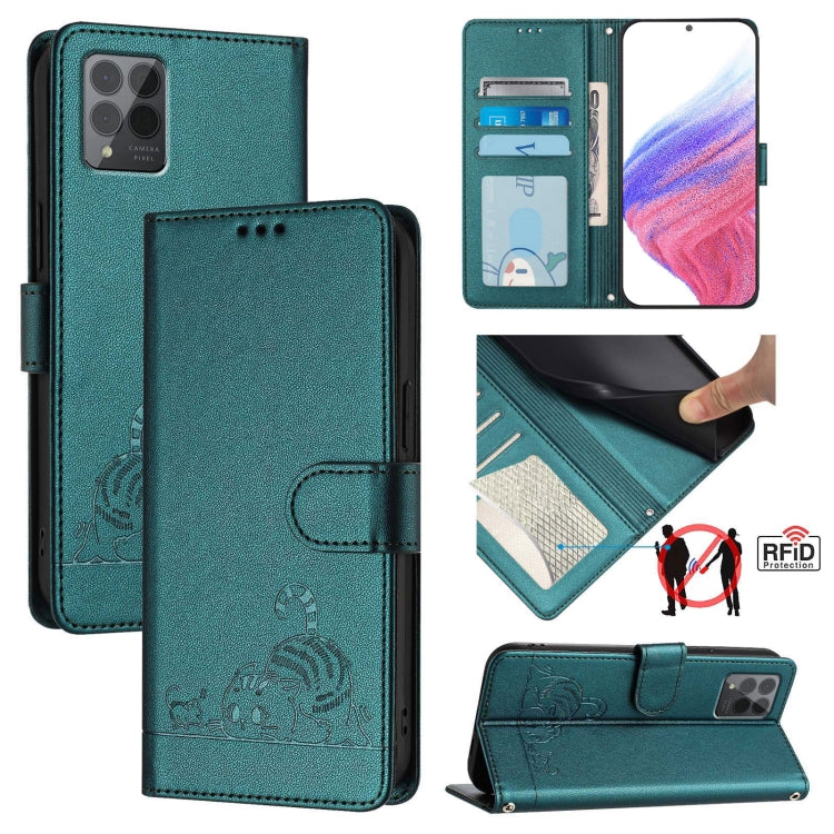 Cat Rat Embossed RFID Leather Phone Case with Lanyard, For T-Mobile Revvl 8, For T-Mobile REVVL 7 Pro 5G, For T-Mobile REVVL 7 5G, For T-Mobile REVVL 6 Pro / 6x Pro, For T-Mobile REVVL 6 / 6x 5G