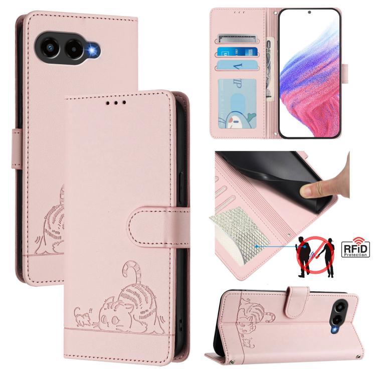 Cat Rat Embossed RFID Leather Phone Case with Lanyard, For T-Mobile Revvl 8, For T-Mobile REVVL 7 Pro 5G, For T-Mobile REVVL 7 5G, For T-Mobile REVVL 6 Pro / 6x Pro, For T-Mobile REVVL 6 / 6x 5G