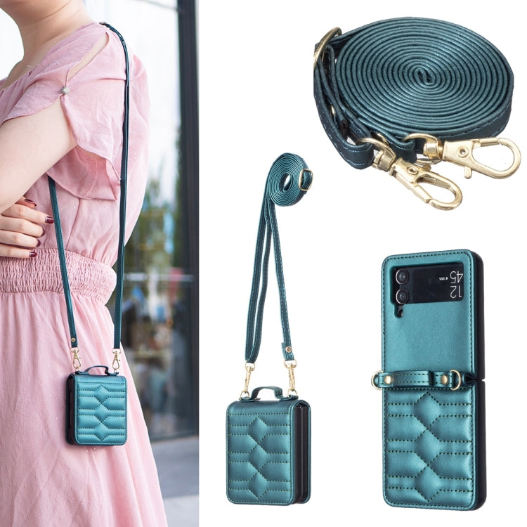 V-shaped Crossbody Lanyard Leather Phone Case, For Samsung Galaxy Z Flip7 FE / Flip6, For Samsung Galaxy Z Flip7, For Samsung Galaxy Z Flip5, For Samsung Galaxy Z Flip4, For Samsung Galaxy Z Flip3