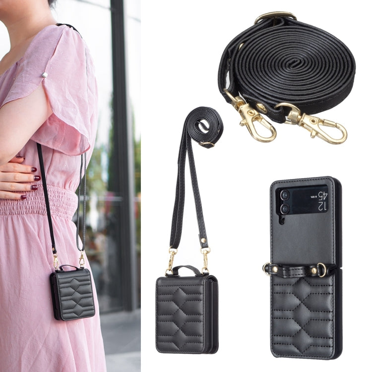 V-shaped Crossbody Lanyard Leather Phone Case, For Samsung Galaxy Z Flip7 FE / Flip6, For Samsung Galaxy Z Flip7, For Samsung Galaxy Z Flip5, For Samsung Galaxy Z Flip4, For Samsung Galaxy Z Flip3
