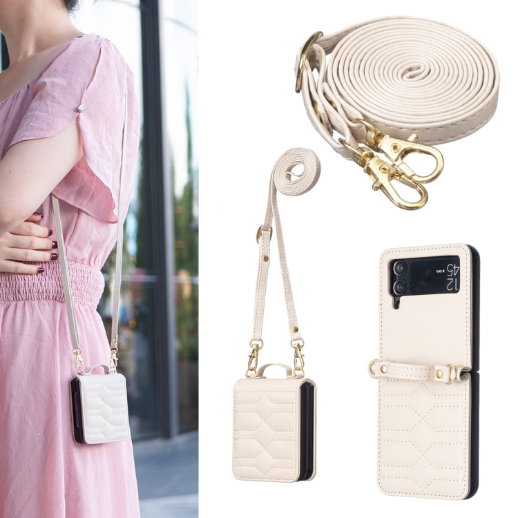 V-shaped Crossbody Lanyard Leather Phone Case, For Samsung Galaxy Z Flip7 FE / Flip6, For Samsung Galaxy Z Flip7, For Samsung Galaxy Z Flip5, For Samsung Galaxy Z Flip4, For Samsung Galaxy Z Flip3
