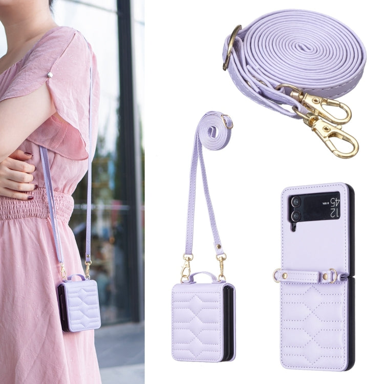 V-shaped Crossbody Lanyard Leather Phone Case, For Samsung Galaxy Z Flip7 FE / Flip6, For Samsung Galaxy Z Flip7, For Samsung Galaxy Z Flip5, For Samsung Galaxy Z Flip4, For Samsung Galaxy Z Flip3