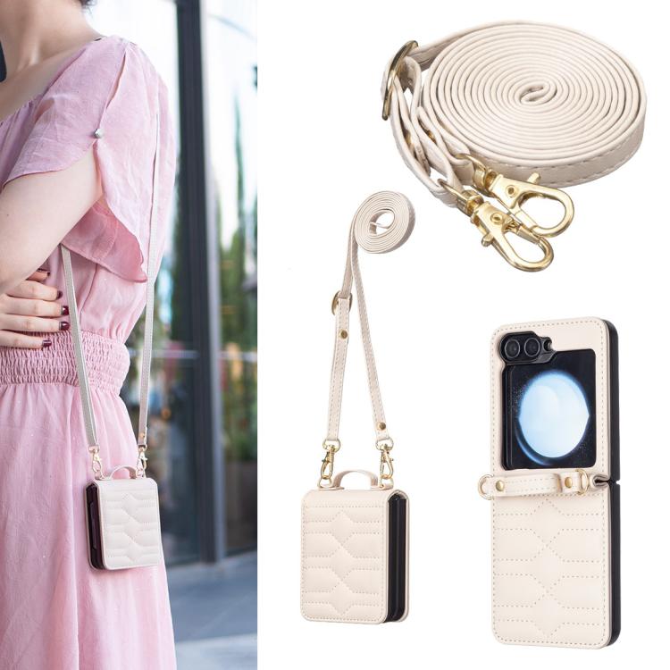 V-shaped Crossbody Lanyard Leather Phone Case, For Galaxy Z Flip8 5G, For Samsung Galaxy Z Flip7 FE / Flip6, For Samsung Galaxy Z Flip7, For Samsung Galaxy Z Flip5, For Samsung Galaxy Z Flip4, For Samsung Galaxy Z Flip3