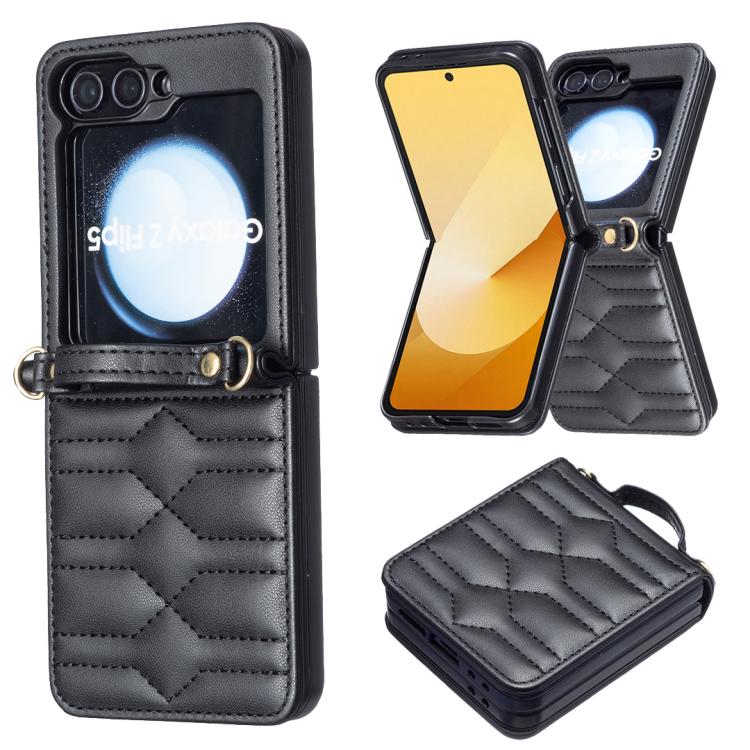 V-shaped Crossbody Lanyard Leather Phone Case, For Galaxy Z Flip8 5G, For Samsung Galaxy Z Flip7 FE / Flip6, For Samsung Galaxy Z Flip7, For Samsung Galaxy Z Flip5, For Samsung Galaxy Z Flip4, For Samsung Galaxy Z Flip3