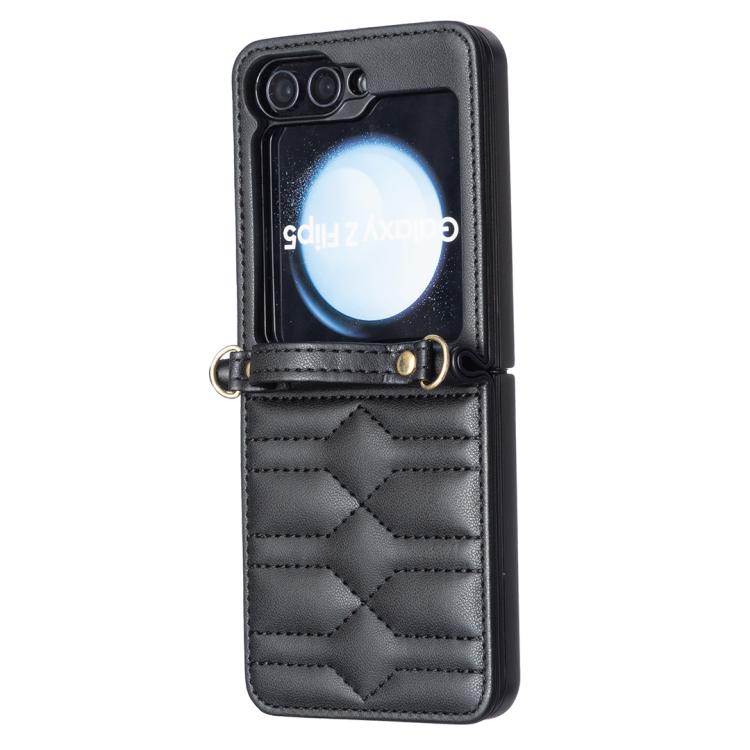 V-shaped Crossbody Lanyard Leather Phone Case, For Galaxy Z Flip8 5G, For Samsung Galaxy Z Flip7 FE / Flip6, For Samsung Galaxy Z Flip7, For Samsung Galaxy Z Flip5, For Samsung Galaxy Z Flip4, For Samsung Galaxy Z Flip3