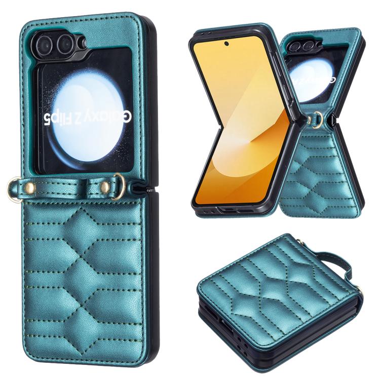 V-shaped Crossbody Lanyard Leather Phone Case, For Galaxy Z Flip8 5G, For Samsung Galaxy Z Flip7 FE / Flip6, For Samsung Galaxy Z Flip7, For Samsung Galaxy Z Flip5, For Samsung Galaxy Z Flip4, For Samsung Galaxy Z Flip3