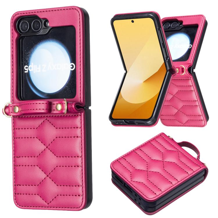 V-shaped Crossbody Lanyard Leather Phone Case, For Galaxy Z Flip8 5G, For Samsung Galaxy Z Flip7 FE / Flip6, For Samsung Galaxy Z Flip7, For Samsung Galaxy Z Flip5, For Samsung Galaxy Z Flip4, For Samsung Galaxy Z Flip3