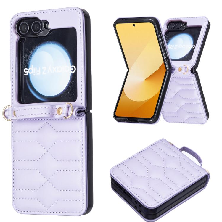 V-shaped Crossbody Lanyard Leather Phone Case, For Galaxy Z Flip8 5G, For Samsung Galaxy Z Flip7 FE / Flip6, For Samsung Galaxy Z Flip7, For Samsung Galaxy Z Flip5, For Samsung Galaxy Z Flip4, For Samsung Galaxy Z Flip3