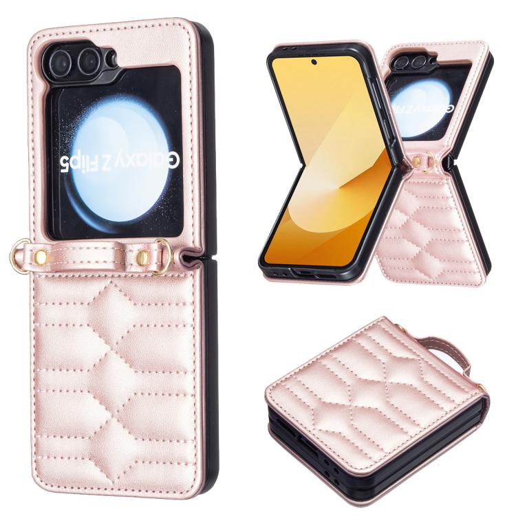 V-shaped Crossbody Lanyard Leather Phone Case, For Galaxy Z Flip8 5G, For Samsung Galaxy Z Flip7 FE / Flip6, For Samsung Galaxy Z Flip7, For Samsung Galaxy Z Flip5, For Samsung Galaxy Z Flip4, For Samsung Galaxy Z Flip3