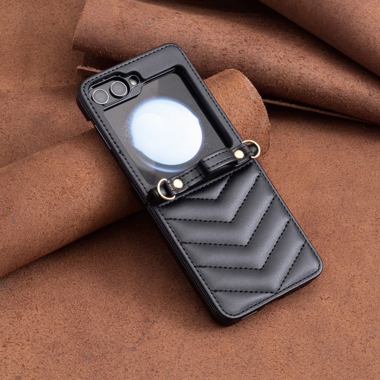 Wave-shaped Crossbody Lanyard Leather Phone Case, For Samsung Galaxy Z Flip7 FE / Flip6, For Samsung Galaxy Z Flip7, For Samsung Galaxy Z Flip5, For Samsung Galaxy Z Flip4, For Samsung Galaxy Z Flip3