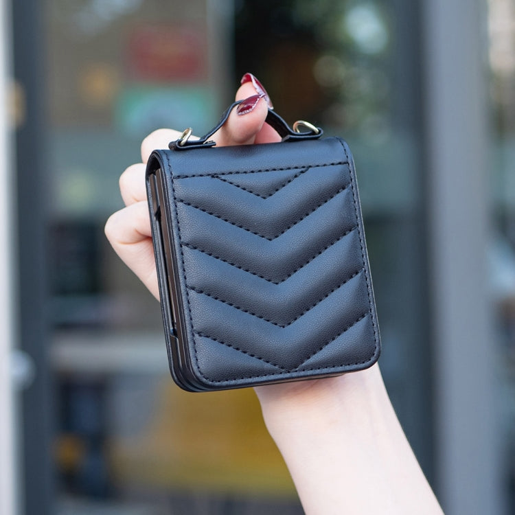 Wave-shaped Crossbody Lanyard Leather Phone Case, For Samsung Galaxy Z Flip7 FE / Flip6, For Samsung Galaxy Z Flip7, For Samsung Galaxy Z Flip5, For Samsung Galaxy Z Flip4, For Samsung Galaxy Z Flip3