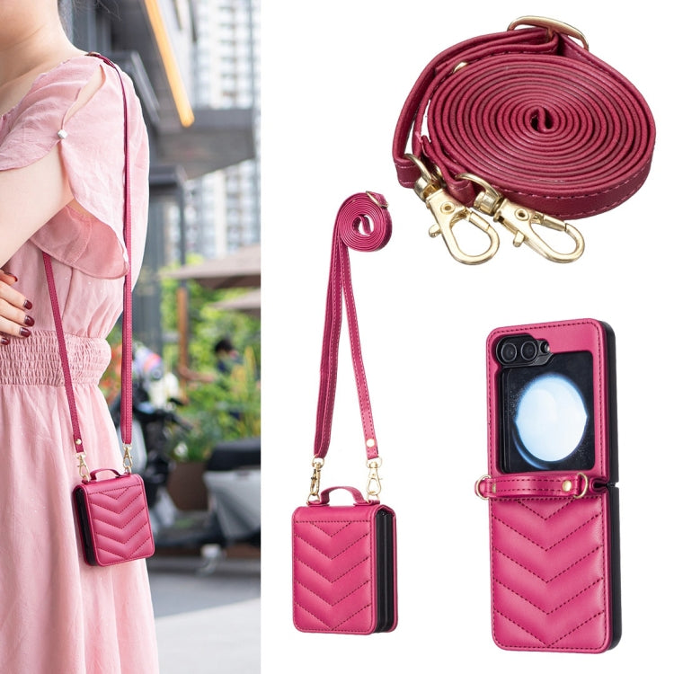 Wave-shaped Crossbody Lanyard Leather Phone Case, For Galaxy Z Flip8 5G, For Samsung Galaxy Z Flip7 FE / Flip6, For Samsung Galaxy Z Flip7, For Samsung Galaxy Z Flip5, For Samsung Galaxy Z Flip4, For Samsung Galaxy Z Flip3
