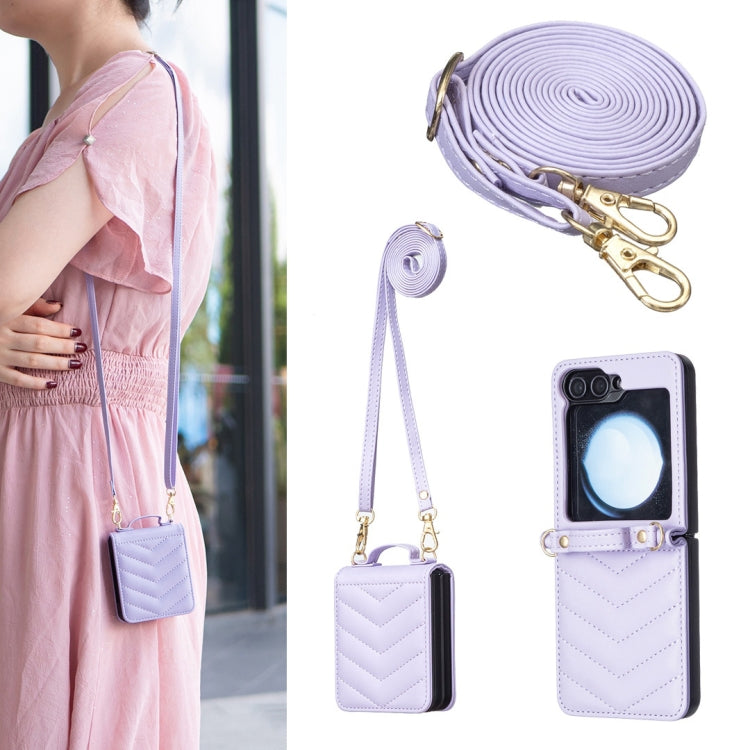 Wave-shaped Crossbody Lanyard Leather Phone Case, For Galaxy Z Flip8 5G, For Samsung Galaxy Z Flip7 FE / Flip6, For Samsung Galaxy Z Flip7, For Samsung Galaxy Z Flip5, For Samsung Galaxy Z Flip4, For Samsung Galaxy Z Flip3