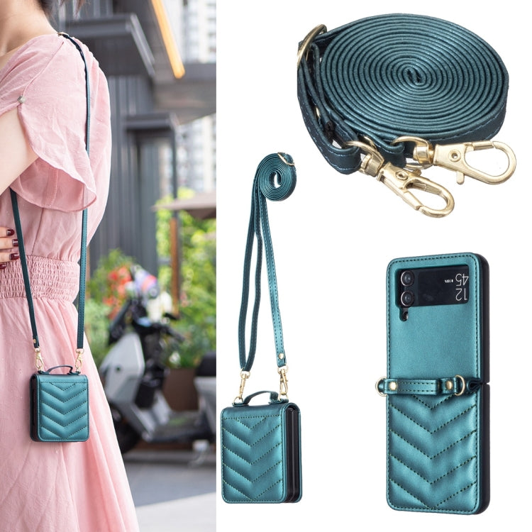 Wave-shaped Crossbody Lanyard Leather Phone Case, For Samsung Galaxy Z Flip7 FE / Flip6, For Samsung Galaxy Z Flip7, For Samsung Galaxy Z Flip5, For Samsung Galaxy Z Flip4, For Samsung Galaxy Z Flip3