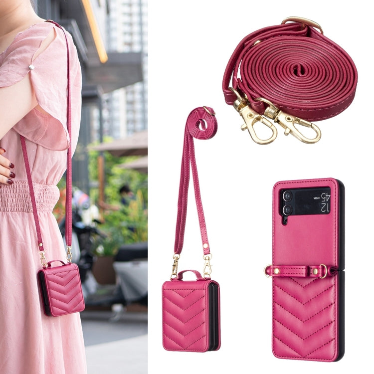 Wave-shaped Crossbody Lanyard Leather Phone Case, For Samsung Galaxy Z Flip7 FE / Flip6, For Samsung Galaxy Z Flip7, For Samsung Galaxy Z Flip5, For Samsung Galaxy Z Flip4, For Samsung Galaxy Z Flip3