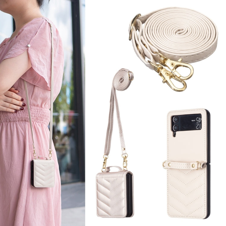 Wave-shaped Crossbody Lanyard Leather Phone Case, For Samsung Galaxy Z Flip7 FE / Flip6, For Samsung Galaxy Z Flip7, For Samsung Galaxy Z Flip5, For Samsung Galaxy Z Flip4, For Samsung Galaxy Z Flip3