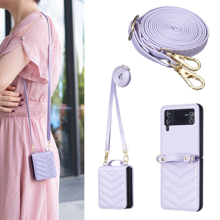 Wave-shaped Crossbody Lanyard Leather Phone Case, For Samsung Galaxy Z Flip7 FE / Flip6, For Samsung Galaxy Z Flip7, For Samsung Galaxy Z Flip5, For Samsung Galaxy Z Flip4, For Samsung Galaxy Z Flip3