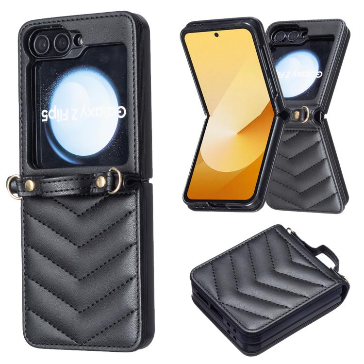Wave-shaped Crossbody Lanyard Leather Phone Case, For Galaxy Z Flip8 5G, For Samsung Galaxy Z Flip7 FE / Flip6, For Samsung Galaxy Z Flip7, For Samsung Galaxy Z Flip5, For Samsung Galaxy Z Flip4, For Samsung Galaxy Z Flip3