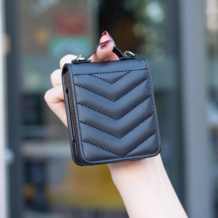 Wave-shaped Crossbody Lanyard Leather Phone Case, For Galaxy Z Flip8 5G, For Samsung Galaxy Z Flip7 FE / Flip6, For Samsung Galaxy Z Flip7, For Samsung Galaxy Z Flip5, For Samsung Galaxy Z Flip4, For Samsung Galaxy Z Flip3