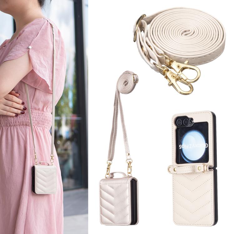 Wave-shaped Crossbody Lanyard Leather Phone Case, For Galaxy Z Flip8 5G, For Samsung Galaxy Z Flip7 FE / Flip6, For Samsung Galaxy Z Flip7, For Samsung Galaxy Z Flip5, For Samsung Galaxy Z Flip4, For Samsung Galaxy Z Flip3