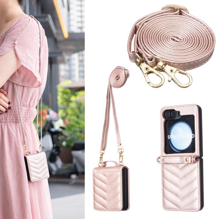Wave-shaped Crossbody Lanyard Leather Phone Case, For Galaxy Z Flip8 5G, For Samsung Galaxy Z Flip7 FE / Flip6, For Samsung Galaxy Z Flip7, For Samsung Galaxy Z Flip5, For Samsung Galaxy Z Flip4, For Samsung Galaxy Z Flip3