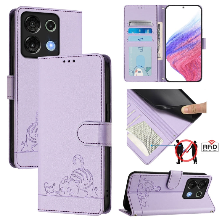 Cat Rat Embossed RFID Leather Phone Case with Lanyard, For Umidigi G100X 4G / 5G, For Umidigi G100 Pro, For UMIDIGI Note 100, For UMIDIGI Note 90, For UMIDIGI A15 / A15C / A15T, For UMIDIGI G9 5G, For UMIDIGI Bison X20, For UMIDIGI Power 7 / Power 7S