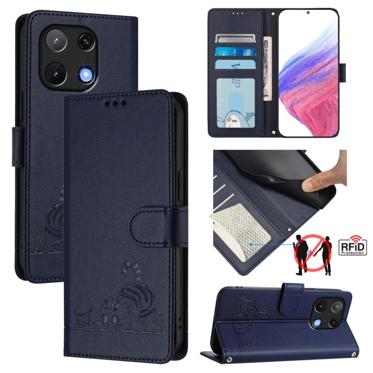 Cat Rat Embossed RFID Leather Phone Case with Lanyard, For Umidigi G100X 4G / 5G, For Umidigi G100 Pro, For UMIDIGI Note 100, For UMIDIGI Note 90, For UMIDIGI A15 / A15C / A15T, For UMIDIGI G9 5G, For UMIDIGI Bison X20, For UMIDIGI Power 7 / Power 7S