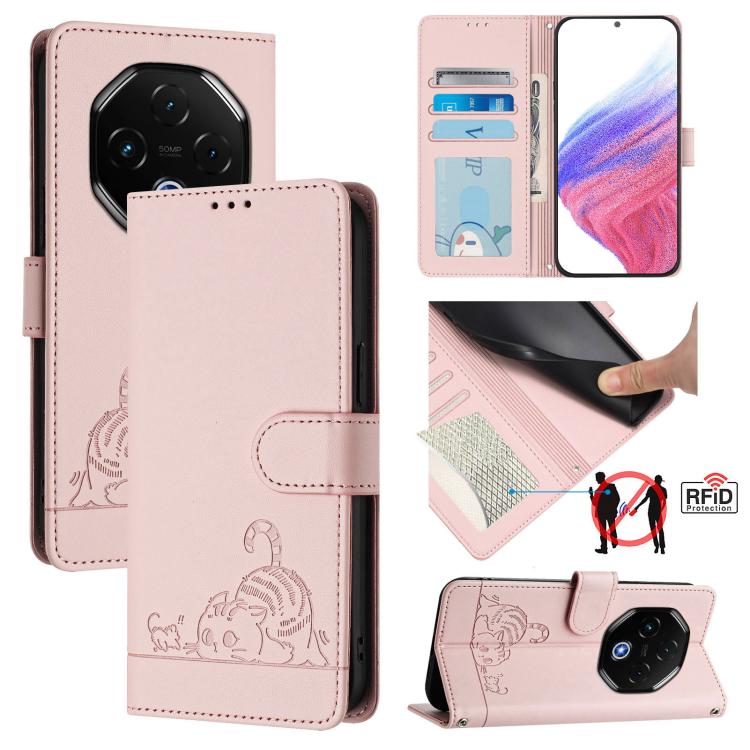 Cat Rat Embossed RFID Leather Phone Case with Lanyard, For Umidigi G100X 4G / 5G, For Umidigi G100 Pro, For UMIDIGI Note 100, For UMIDIGI Note 90, For UMIDIGI A15 / A15C / A15T, For UMIDIGI G9 5G, For UMIDIGI Bison X20, For UMIDIGI Power 7 / Power 7S