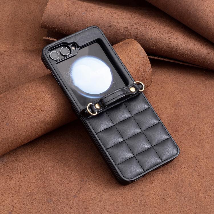 Square-shaped Crossbody Lanyard Leather Phone Case, For Samsung Galaxy Z Flip7, For Samsung Galaxy Z Flip6, For Samsung Galaxy Z Flip5, For Samsung Galaxy Z Flip4, For Samsung Galaxy Z Flip3
