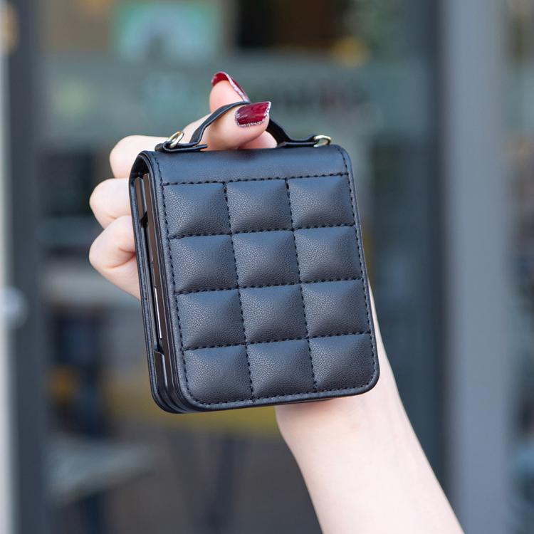 Square-shaped Crossbody Lanyard Leather Phone Case, For Galaxy Z Flip8 5G, For Samsung Galaxy Z Flip7, For Samsung Galaxy Z Flip6, For Samsung Galaxy Z Flip5, For Samsung Galaxy Z Flip4, For Samsung Galaxy Z Flip3