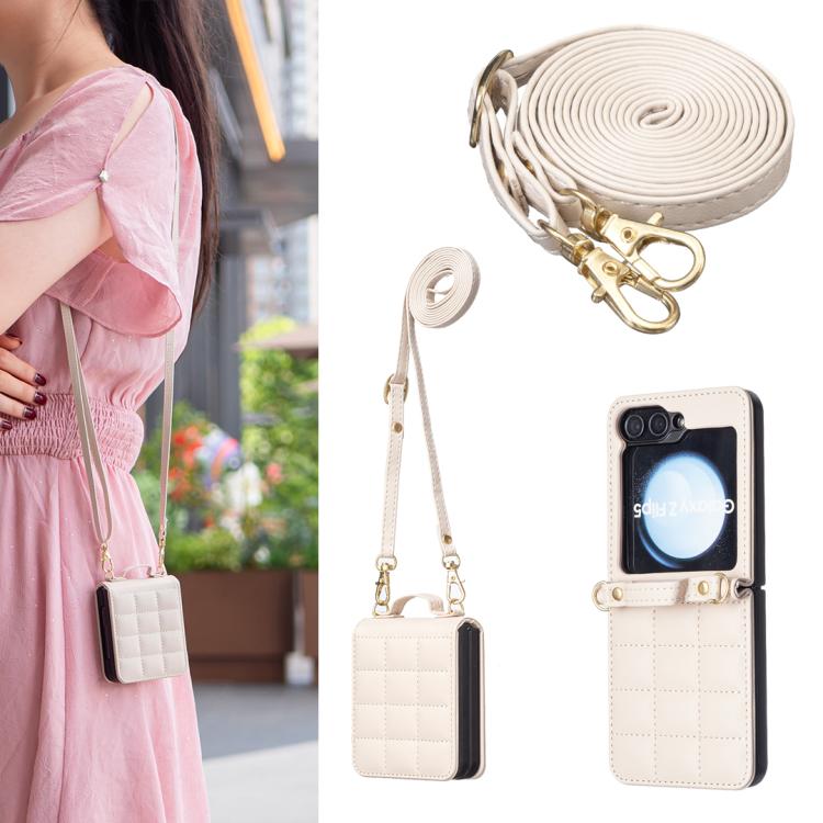 Square-shaped Crossbody Lanyard Leather Phone Case, For Galaxy Z Flip8 5G, For Samsung Galaxy Z Flip7, For Samsung Galaxy Z Flip6, For Samsung Galaxy Z Flip5, For Samsung Galaxy Z Flip4, For Samsung Galaxy Z Flip3