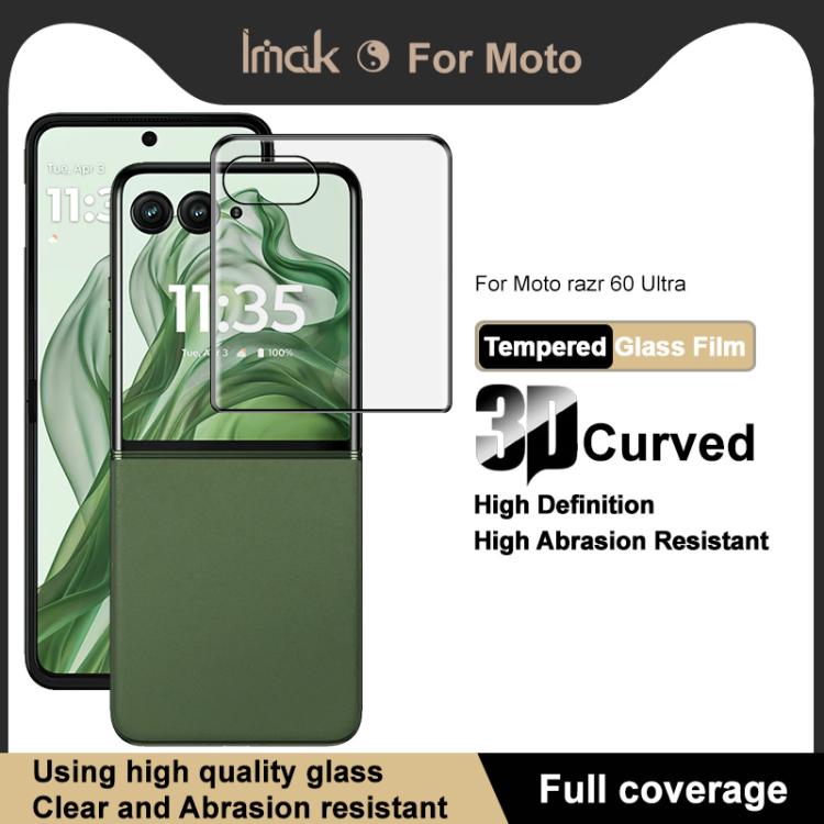 imak 3D Curved Full Rear Screen Tempered Glass Film, For Motorola Razr 60 Ultra, For Motorola Razr 50 Ultra, For Motorola Razr 50