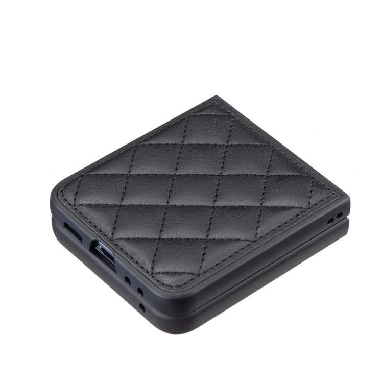 Rhombus-shaped Leather Back Cover Phone Case, For Samsung Galaxy Z Flip6 / Flip7 FE, For Samsung Galaxy Z Flip5, For Samsung Galaxy Z Flip4, For Samsung Galaxy Z Flip3