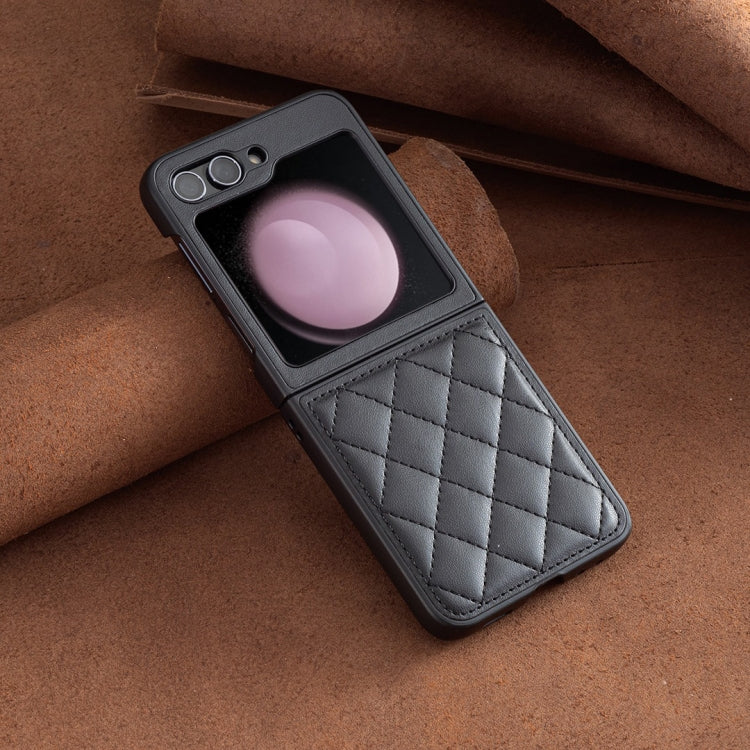 Rhombus-shaped Leather Back Cover Phone Case, For Samsung Galaxy Z Flip6 / Flip7 FE, For Samsung Galaxy Z Flip5, For Samsung Galaxy Z Flip4, For Samsung Galaxy Z Flip3