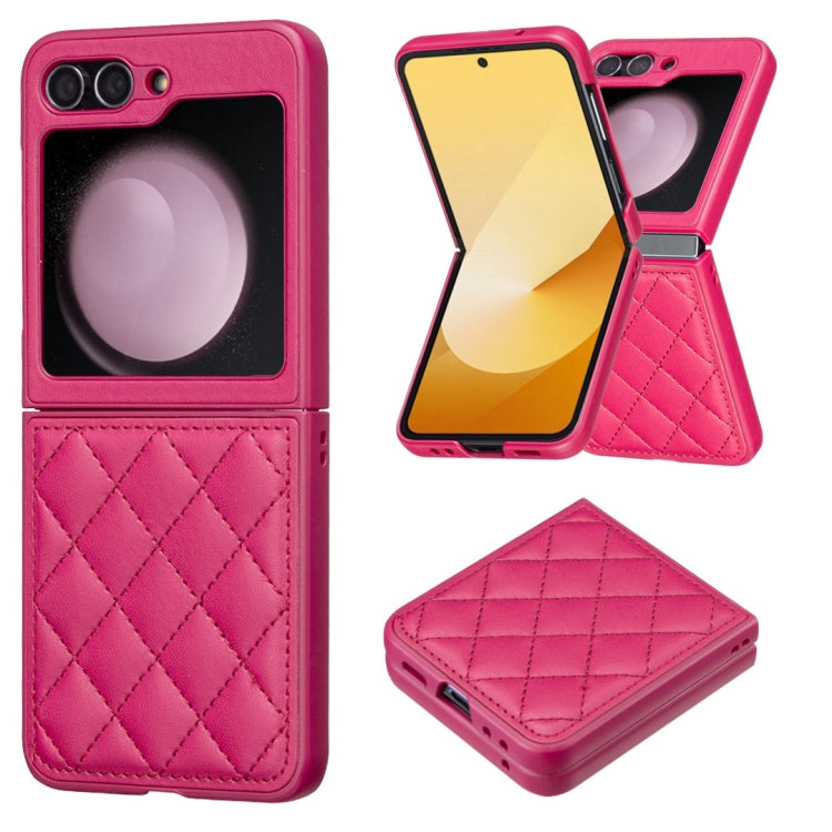 Rhombus-shaped Leather Back Cover Phone Case, For Samsung Galaxy Z Flip6 / Flip7 FE, For Samsung Galaxy Z Flip5, For Samsung Galaxy Z Flip4, For Samsung Galaxy Z Flip3
