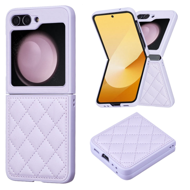 Rhombus-shaped Leather Back Cover Phone Case, For Samsung Galaxy Z Flip6 / Flip7 FE, For Samsung Galaxy Z Flip5, For Samsung Galaxy Z Flip4, For Samsung Galaxy Z Flip3