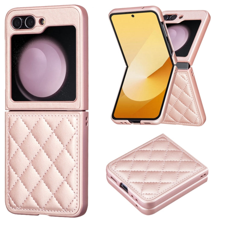 Rhombus-shaped Leather Back Cover Phone Case, For Samsung Galaxy Z Flip6 / Flip7 FE, For Samsung Galaxy Z Flip5, For Samsung Galaxy Z Flip4, For Samsung Galaxy Z Flip3