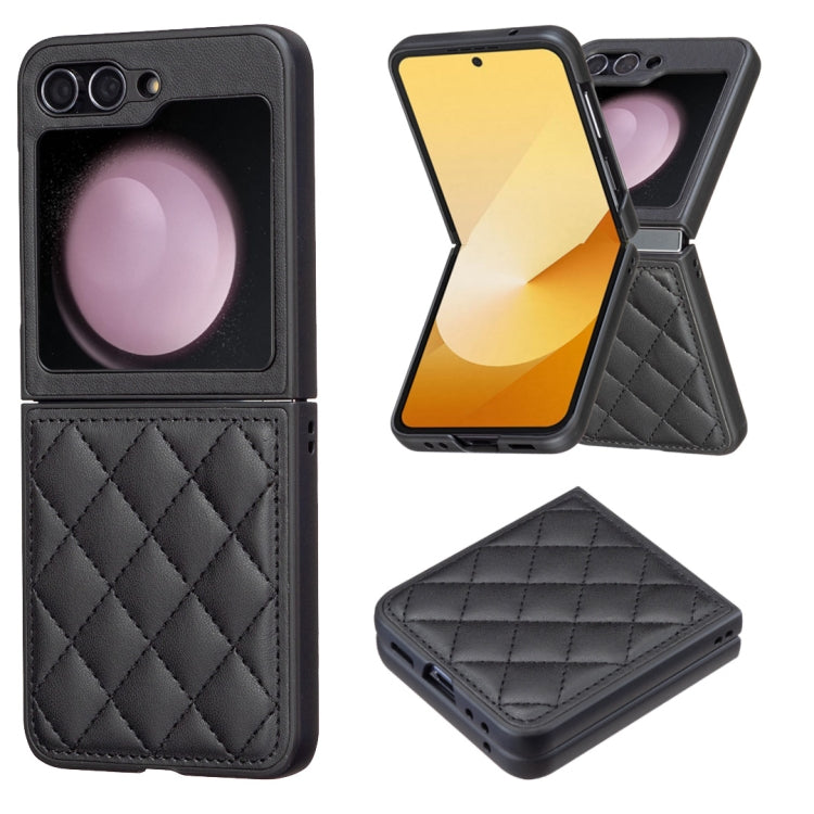 Rhombus-shaped Leather Back Cover Phone Case, For Samsung Galaxy Z Flip6 / Flip7 FE, For Samsung Galaxy Z Flip5, For Samsung Galaxy Z Flip4, For Samsung Galaxy Z Flip3