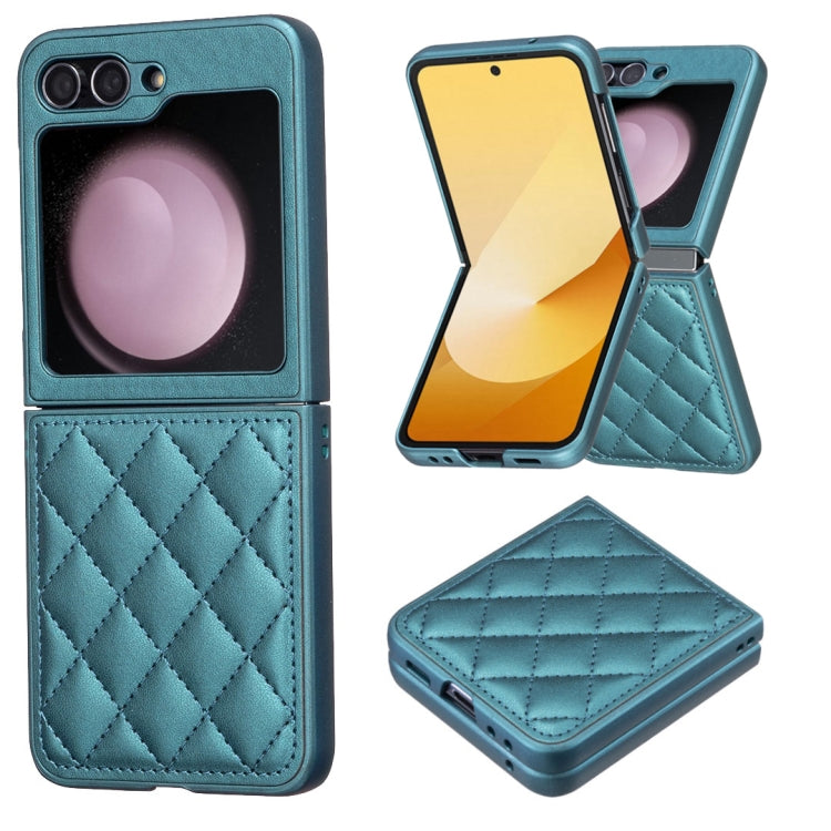 Rhombus-shaped Leather Back Cover Phone Case, For Samsung Galaxy Z Flip6 / Flip7 FE, For Samsung Galaxy Z Flip5, For Samsung Galaxy Z Flip4, For Samsung Galaxy Z Flip3