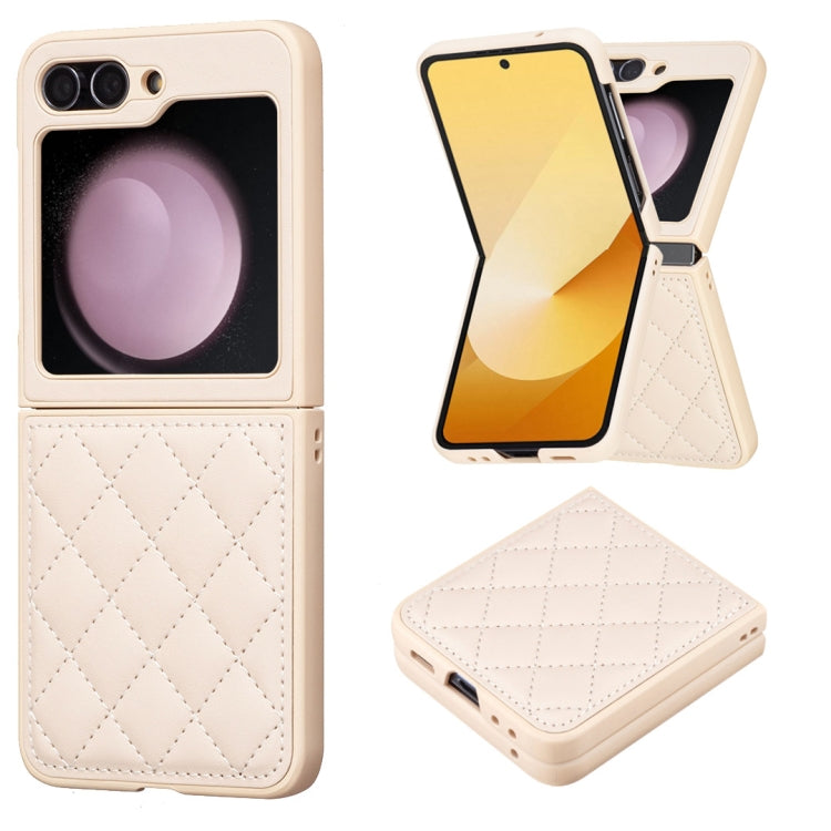 Rhombus-shaped Leather Back Cover Phone Case, For Samsung Galaxy Z Flip6 / Flip7 FE, For Samsung Galaxy Z Flip5, For Samsung Galaxy Z Flip4, For Samsung Galaxy Z Flip3