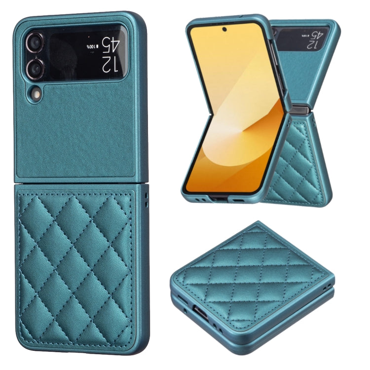 Rhombus-shaped Leather Back Cover Phone Case, For Samsung Galaxy Z Flip6 / Flip7 FE, For Samsung Galaxy Z Flip5, For Samsung Galaxy Z Flip4, For Samsung Galaxy Z Flip3