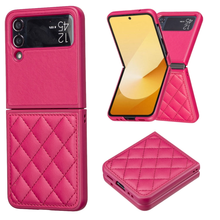 Rhombus-shaped Leather Back Cover Phone Case, For Samsung Galaxy Z Flip6 / Flip7 FE, For Samsung Galaxy Z Flip5, For Samsung Galaxy Z Flip4, For Samsung Galaxy Z Flip3