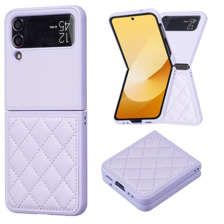 Rhombus-shaped Leather Back Cover Phone Case, For Samsung Galaxy Z Flip6 / Flip7 FE, For Samsung Galaxy Z Flip5, For Samsung Galaxy Z Flip4, For Samsung Galaxy Z Flip3