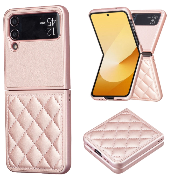 Rhombus-shaped Leather Back Cover Phone Case, For Samsung Galaxy Z Flip6 / Flip7 FE, For Samsung Galaxy Z Flip5, For Samsung Galaxy Z Flip4, For Samsung Galaxy Z Flip3
