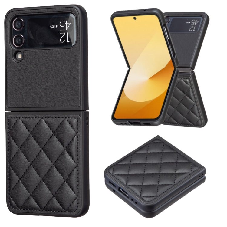 Rhombus-shaped Leather Back Cover Phone Case, For Samsung Galaxy Z Flip6 / Flip7 FE, For Samsung Galaxy Z Flip5, For Samsung Galaxy Z Flip4, For Samsung Galaxy Z Flip3
