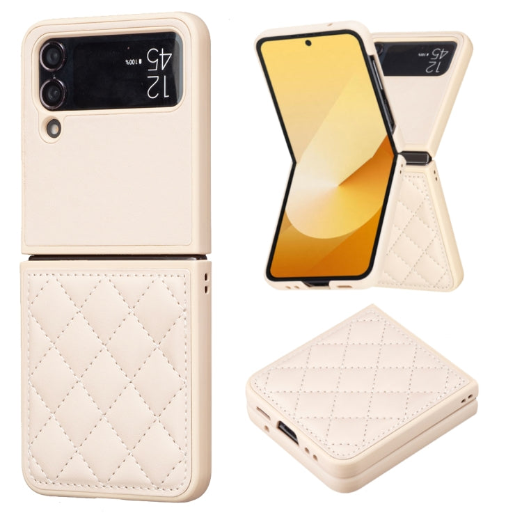 Rhombus-shaped Leather Back Cover Phone Case, For Samsung Galaxy Z Flip6 / Flip7 FE, For Samsung Galaxy Z Flip5, For Samsung Galaxy Z Flip4, For Samsung Galaxy Z Flip3