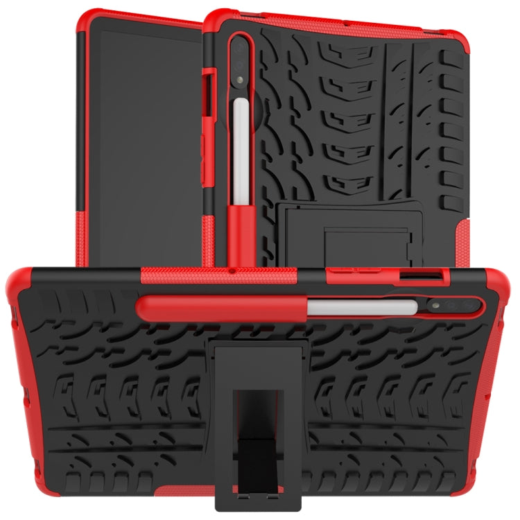 Tire Texture Shockproof TPU+PC Protective Case with Holder, For Samsung Galaxy Tab S8 / Galaxy Tab S7 T870 / T875